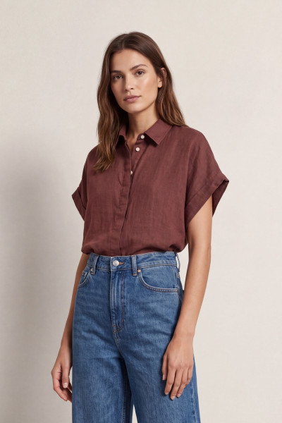 KOŠILE GANT LINEN CAP SLEEVE SHIRT - Fotografie č. 1