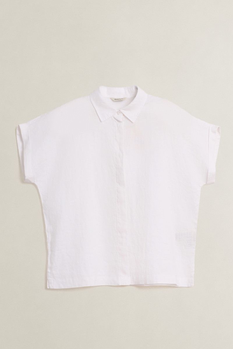 KOŠILE GANT LINEN CAP SLEEVE SHIRT WHITE
