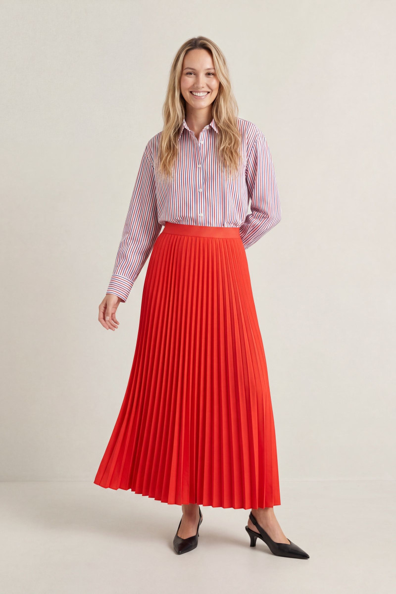 SUKŇA GANT MIDI PLEATED SKIRT PERFECT RED