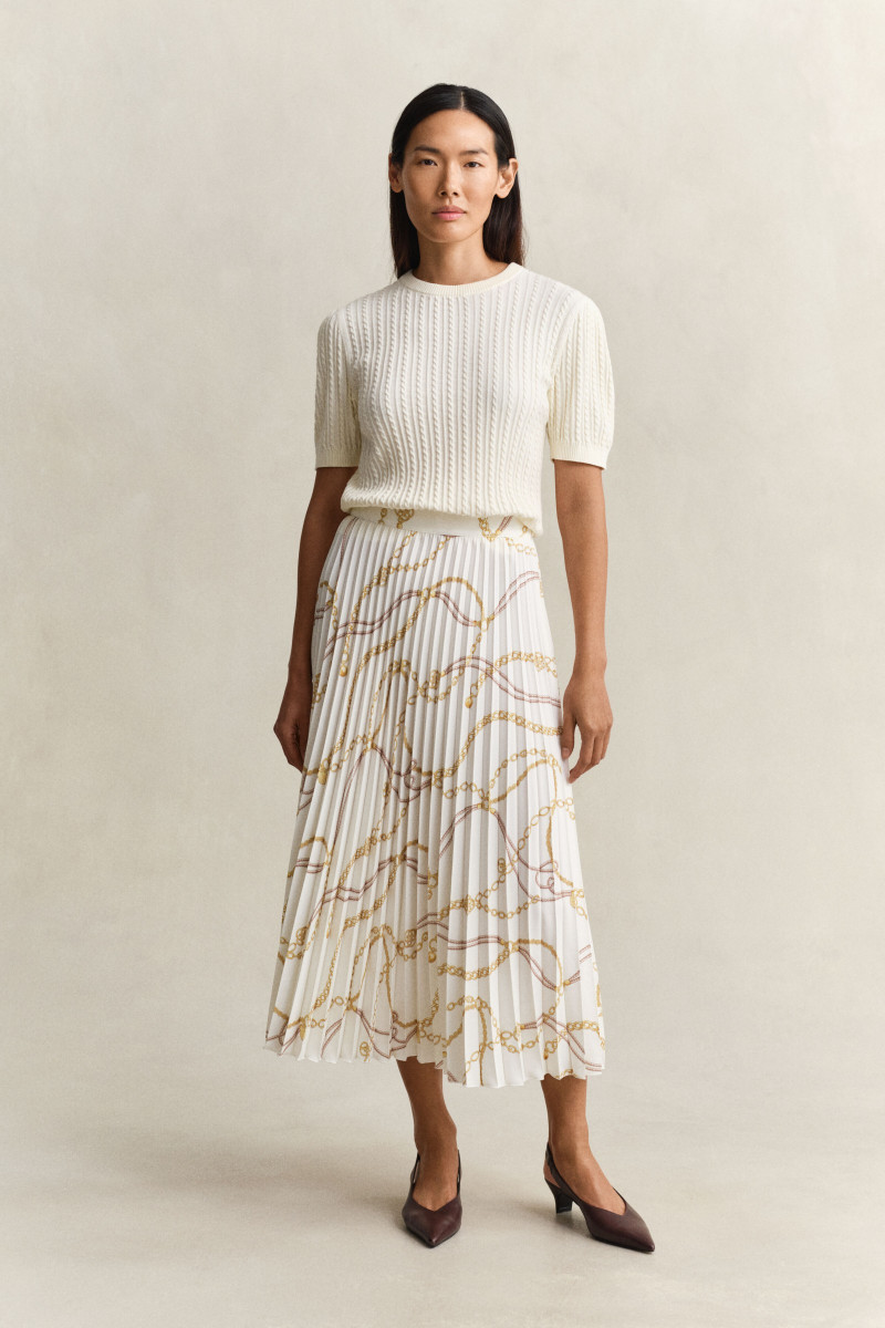 E-shop SUKNĚ GANT PRINTED PLEATED MIDI SKIRT EGGSHELL