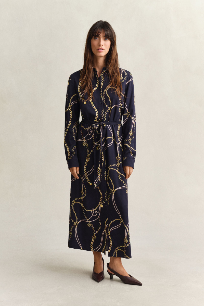 E-shop ŠATY GANT PRINTED FLUID LS SHIRT DRESS EVENING BLUE