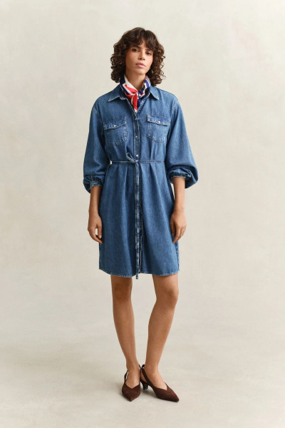 RUHA GANT DENIM VOLUME SLEEVE SHIRT DRESS - Kép 1