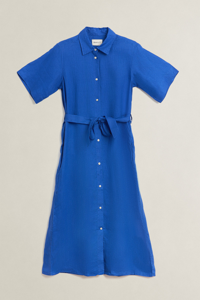 E-shop ŠATY GANT LINEN SS SHIRT DRESS ROYAL BLUE