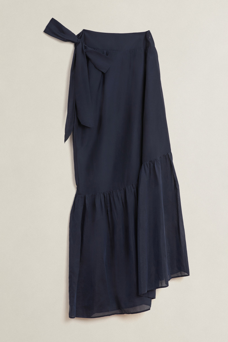 ŠATY GANT CTN SILK ONE SHOULDER MAXI DRESS EVENING BLUE