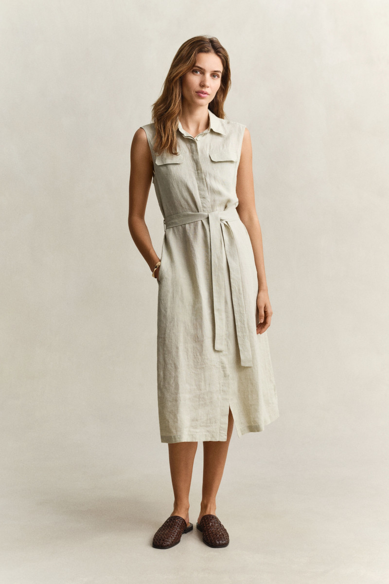 E-shop ŠATY GANT LINEN SLEEVELESS DRESS COUNTRY BEIGE