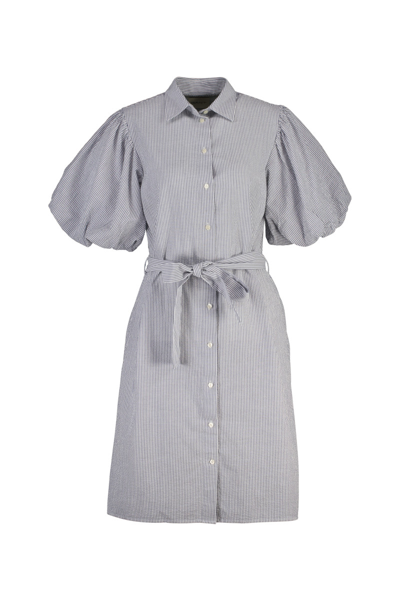 ŠATY GANT SEERSUCKER PUFF SLEEVE DRESS EVENING BLUE
