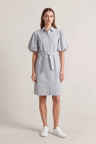 ŠATY GANT SEERSUCKER PUFF SLEEVE DRESS - Fotografia č. 1