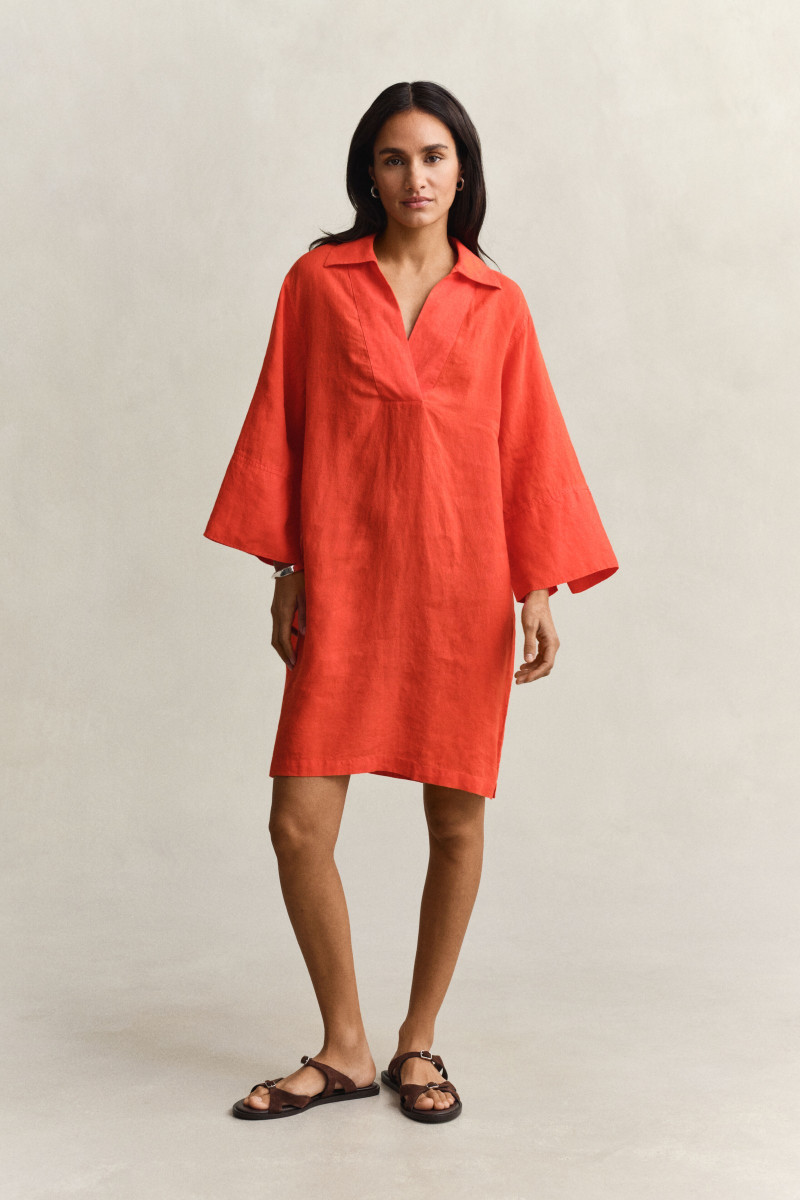 ŠATY GANT LINEN POPOVER DRESS PERFECT RED