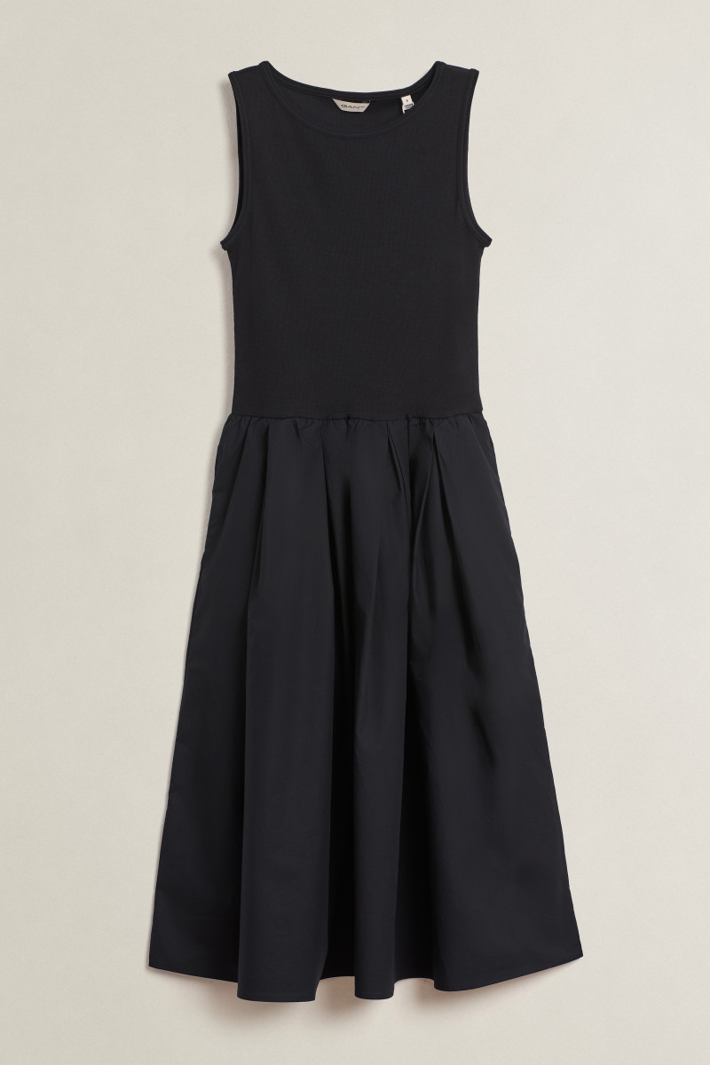 ŠATY GANT JERSEY WOVEN COMBO DRESS BLACK