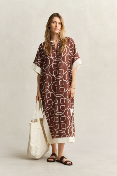 RUHA GANT MONOGRAM PRINT CTN SILK CAFTAN - Kép 1