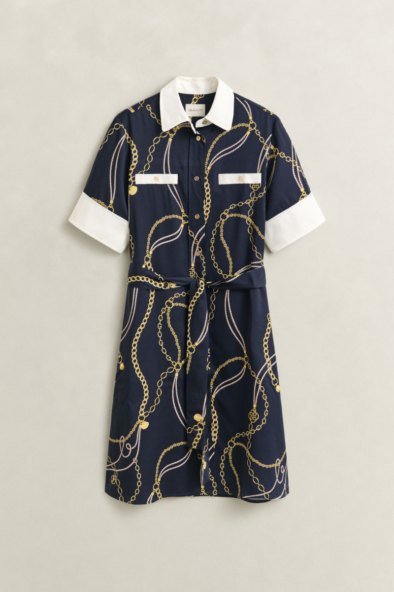 E-shop ŠATY GANT PRINTED CONTRAST SS SHIRT DRESS EVENING BLUE