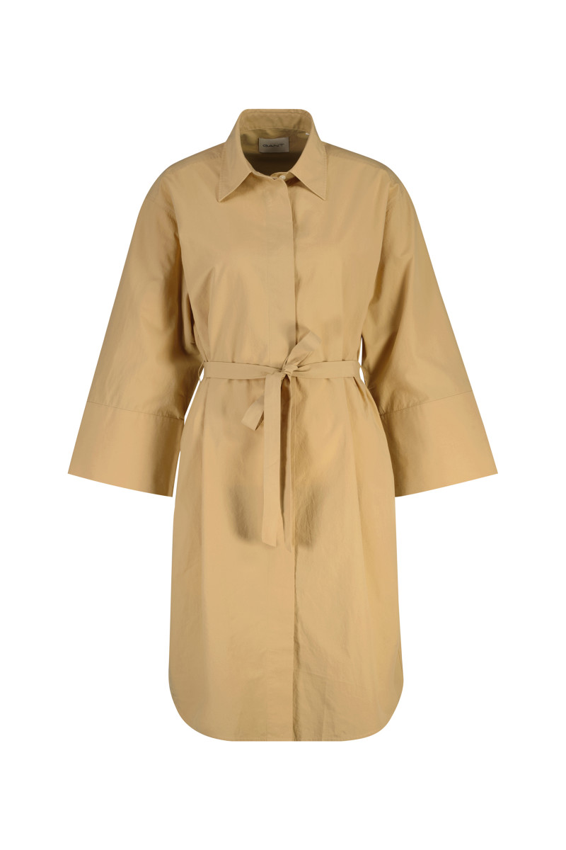ŠATY GANT POPLIN BELTED SHIRT DRESS WARM BEIGE