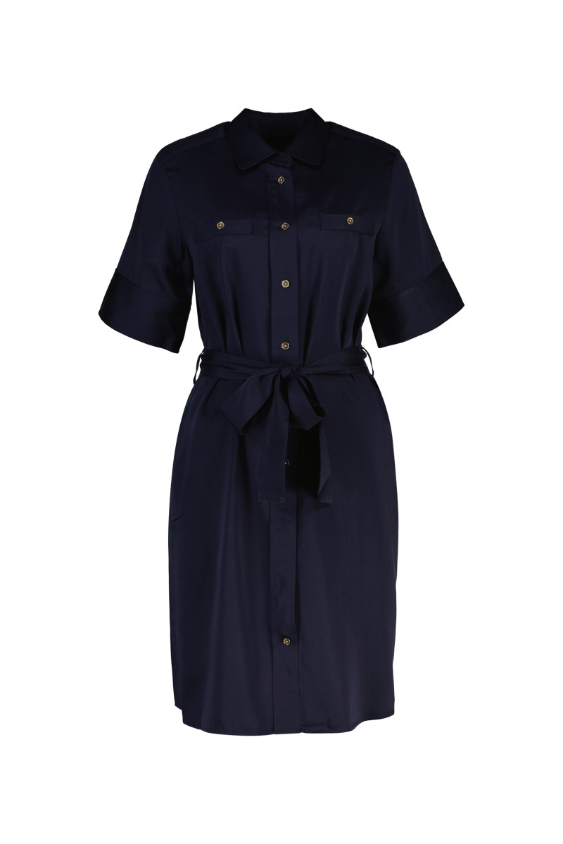ŠATY GANT FLUID BELTED SS SHIRT DRESS EVENING BLUE