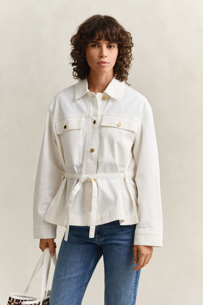E-shop BUNDA GANT DENIM JACKET WITH TIE DETAIL EGGSHELL