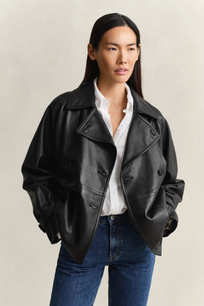 KABÁT GANT LEATHER SHORT TRENCH COAT - Kép 1