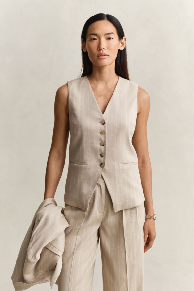 VESTA GANT PINSTRIPE LINEN BLEND VEST - Fotografie č. 1