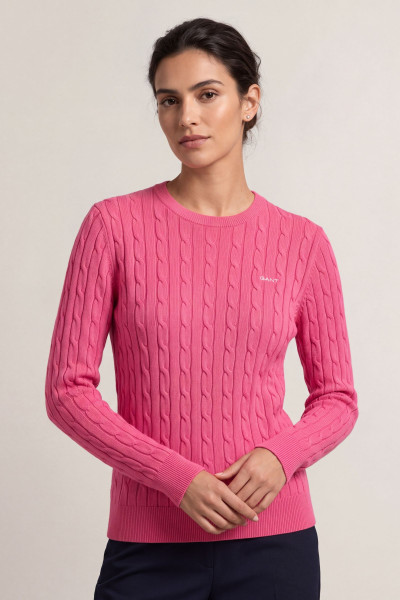 SVETR GANT STRETCH COTTON CABLE C-NECK - Fotografie č. 1