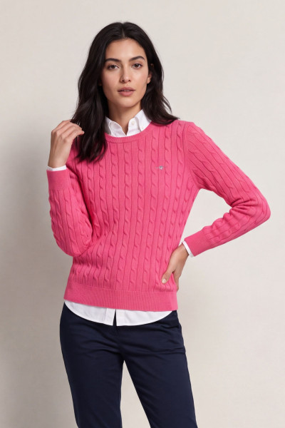 SVETER GANT STRETCH COTTON CABLE C-NECK - Fotografia č. 1