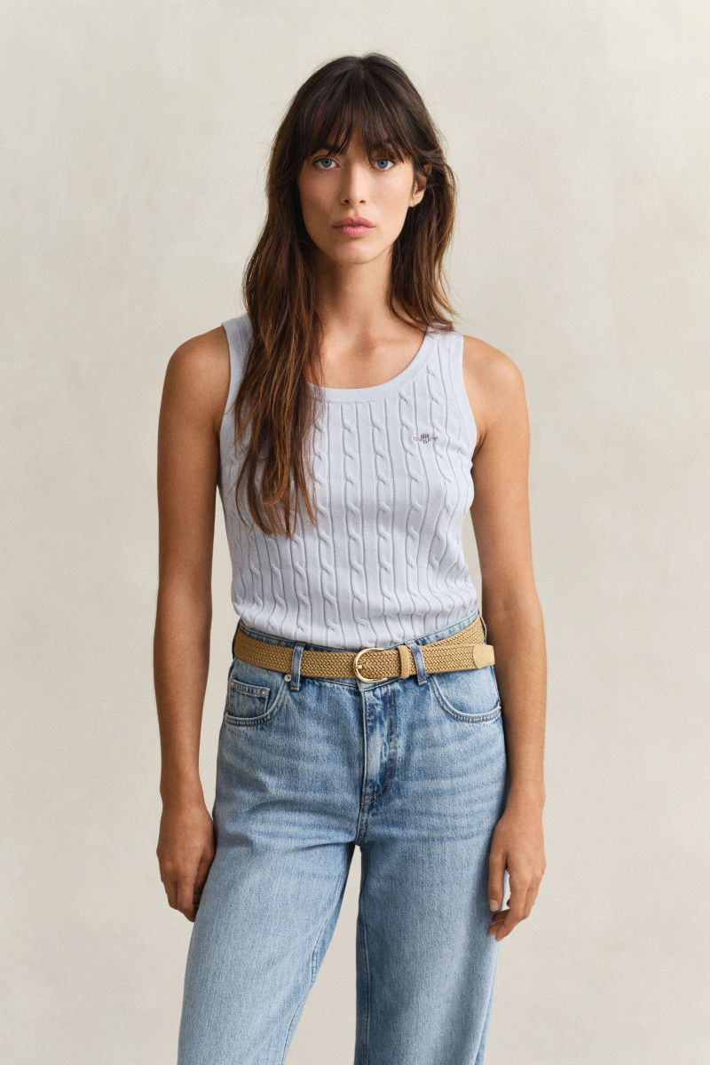 E-shop SVETR GANT STRETCH COTTON CABLE TANK TOP LIGHT BLUE