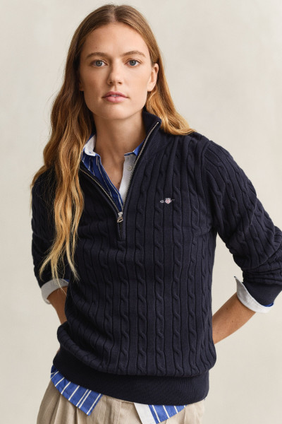 SVETR GANT STRETCH COTTON CABLE HALF-ZIP - Fotografie č. 1