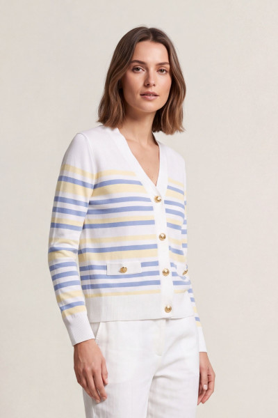SVETER GANT TEXTURED STRIPED V-NECK CARDIGAN - Fotografia č. 1