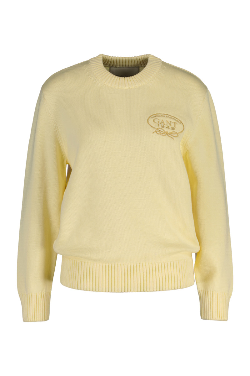 SVETR GANT GRAPHIC COTTON C-NECK VANILLA YELLOW