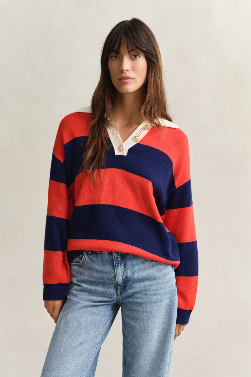 E-shop SVETR GANT STRIPED COTTON RUGGER PERFECT RED