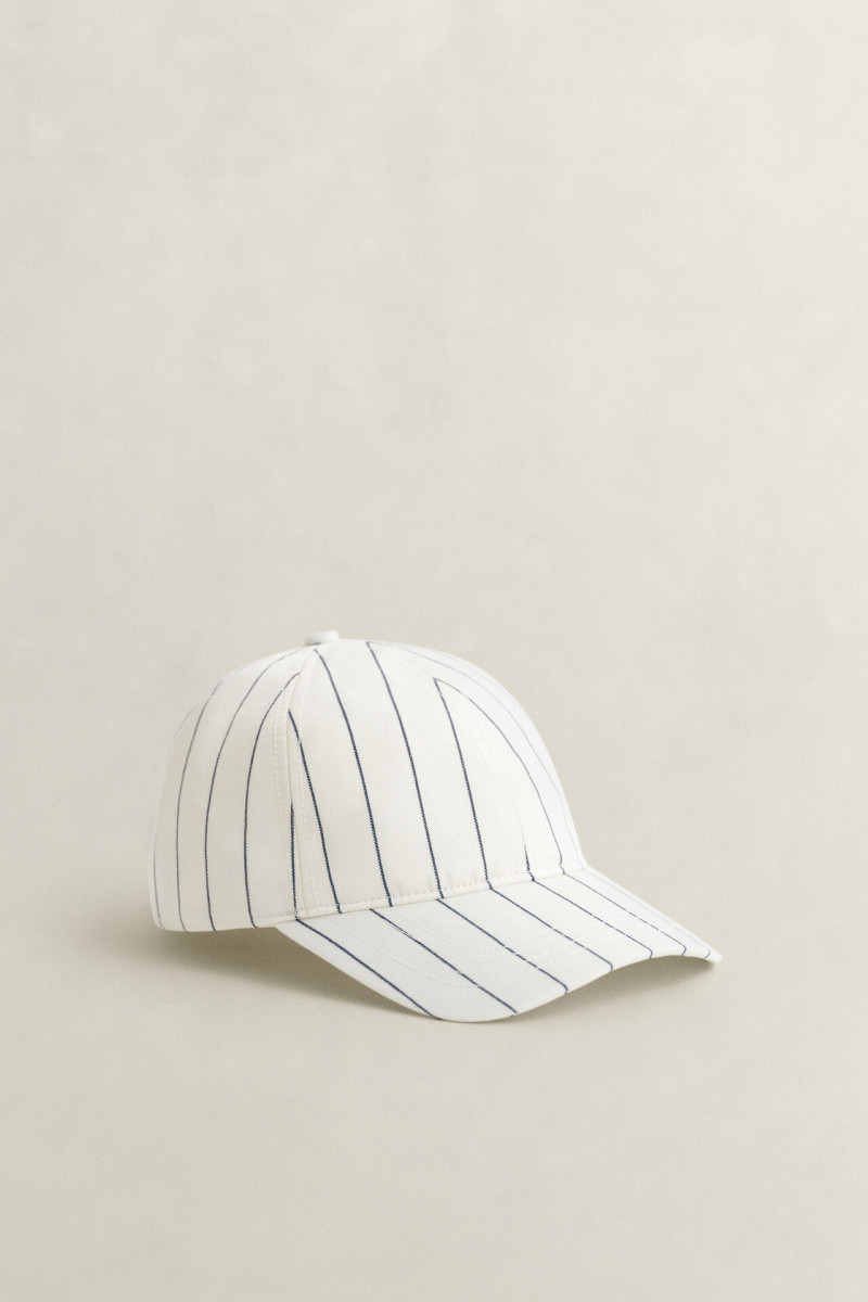 E-shop KŠILTOVKA GANT STRIPED LINEN BLEND CAP EGGSHELL