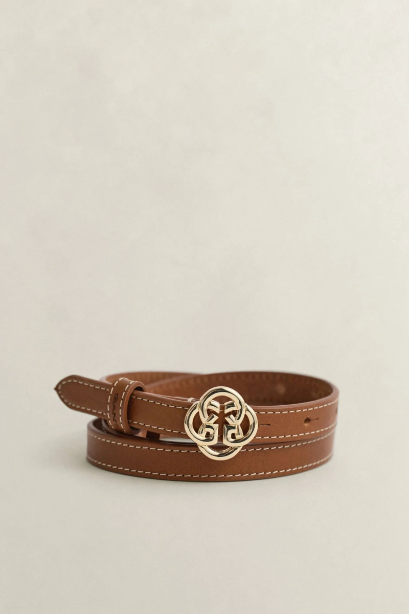 E-shop OPASEK GANT MONOGRAM BUCKLE SLIM LEATHER BELT COGNAC
