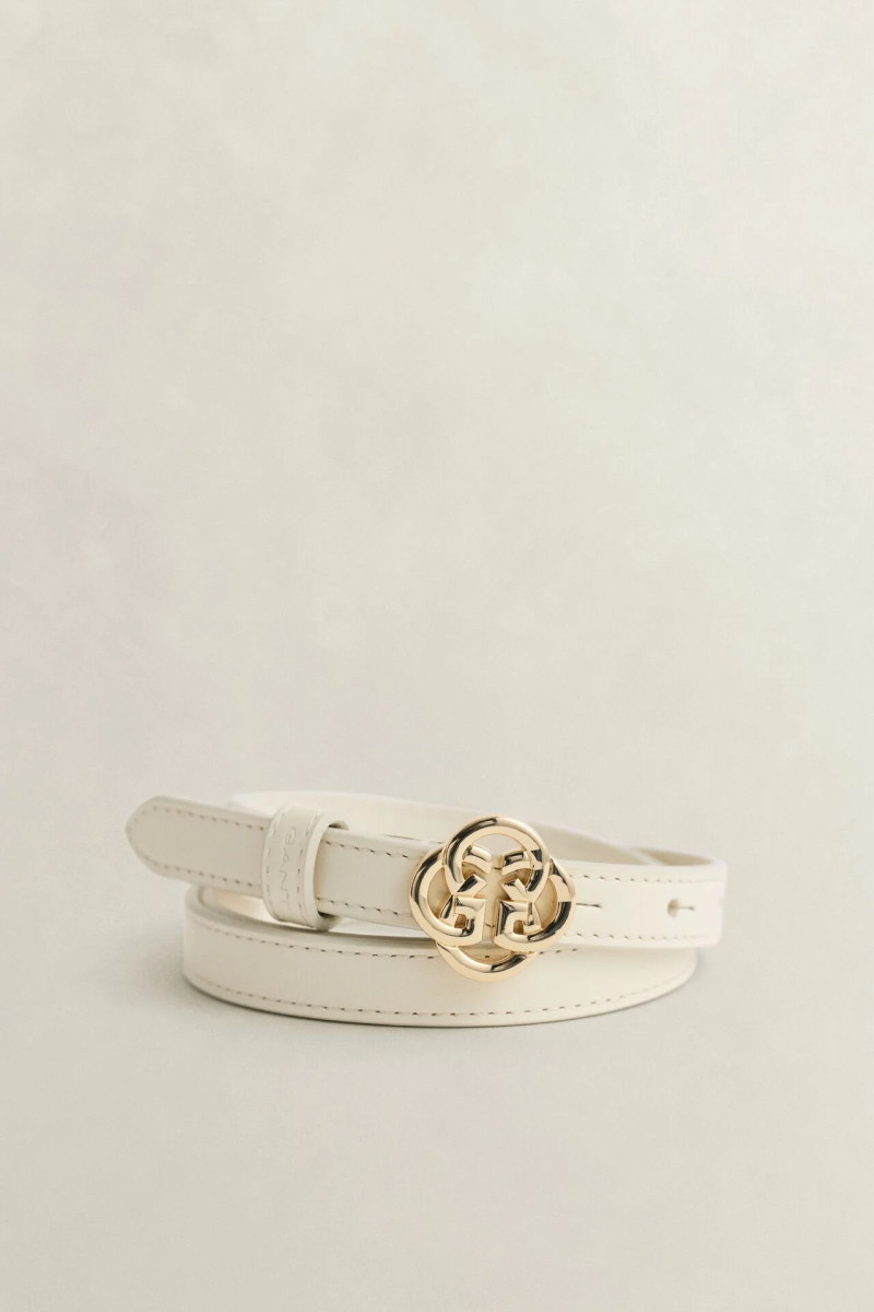 E-shop OPASEK GANT MONOGRAM BUCKLE SLIM LEATHER BELT CREAM