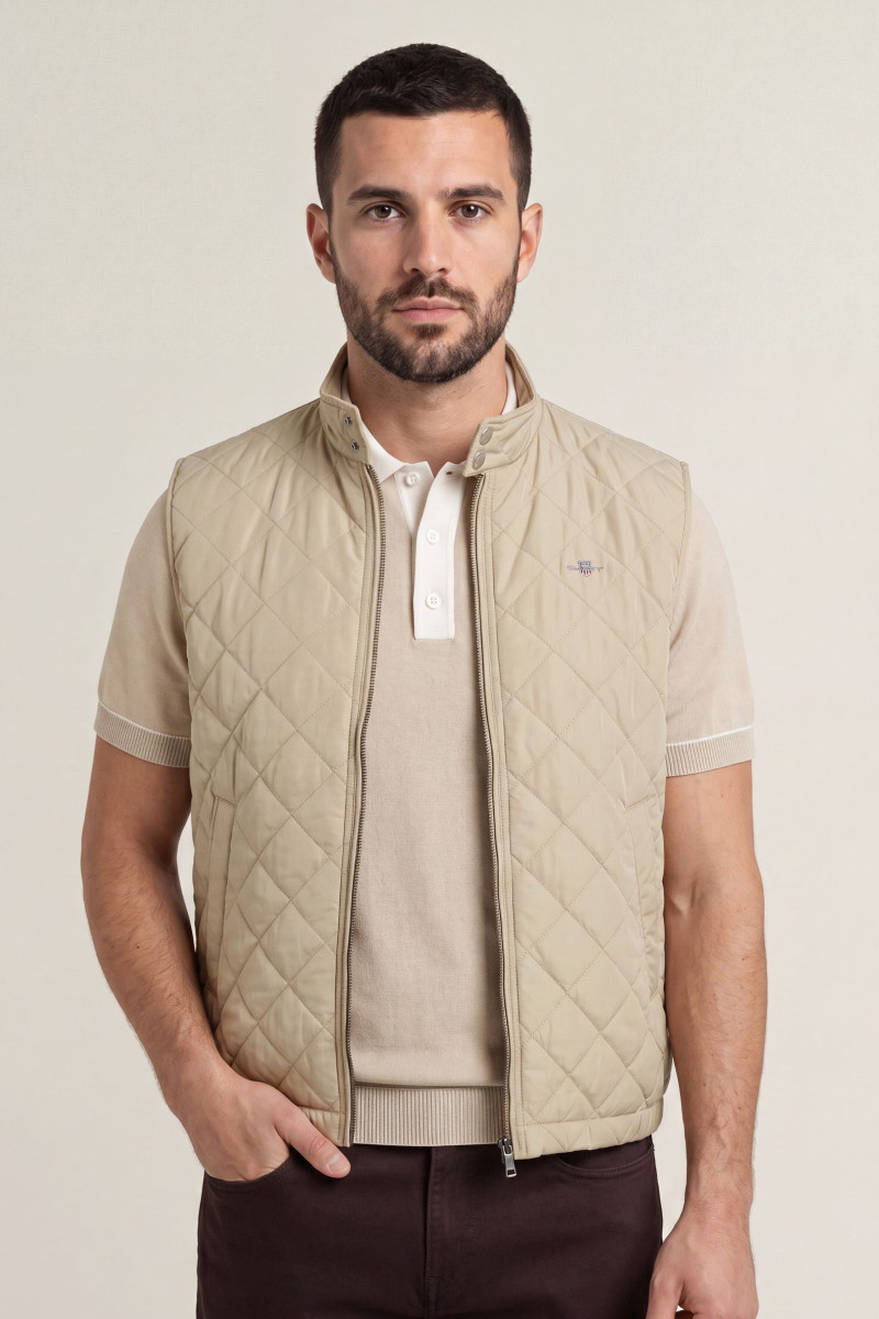 VESTA GANT QUILTED WINDCHEATER VEST OAT BEIGE