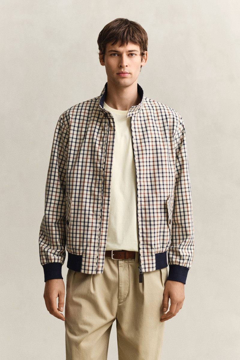 E-shop BUNDA GANT COTTON BLEND HARRINGTON JACKET MAHOGANY BROWN
