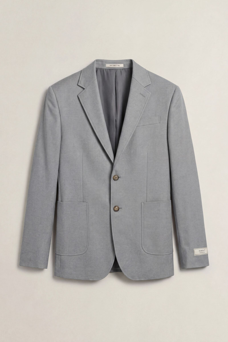 SAKO GANT TWO-TONE JERSEY PIQUE BLAZER LIGHT PUTTY
