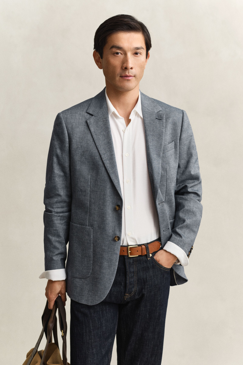 E-shop SAKO GANT INDIGO HERRINGBONE SUIT JACKET MARINE