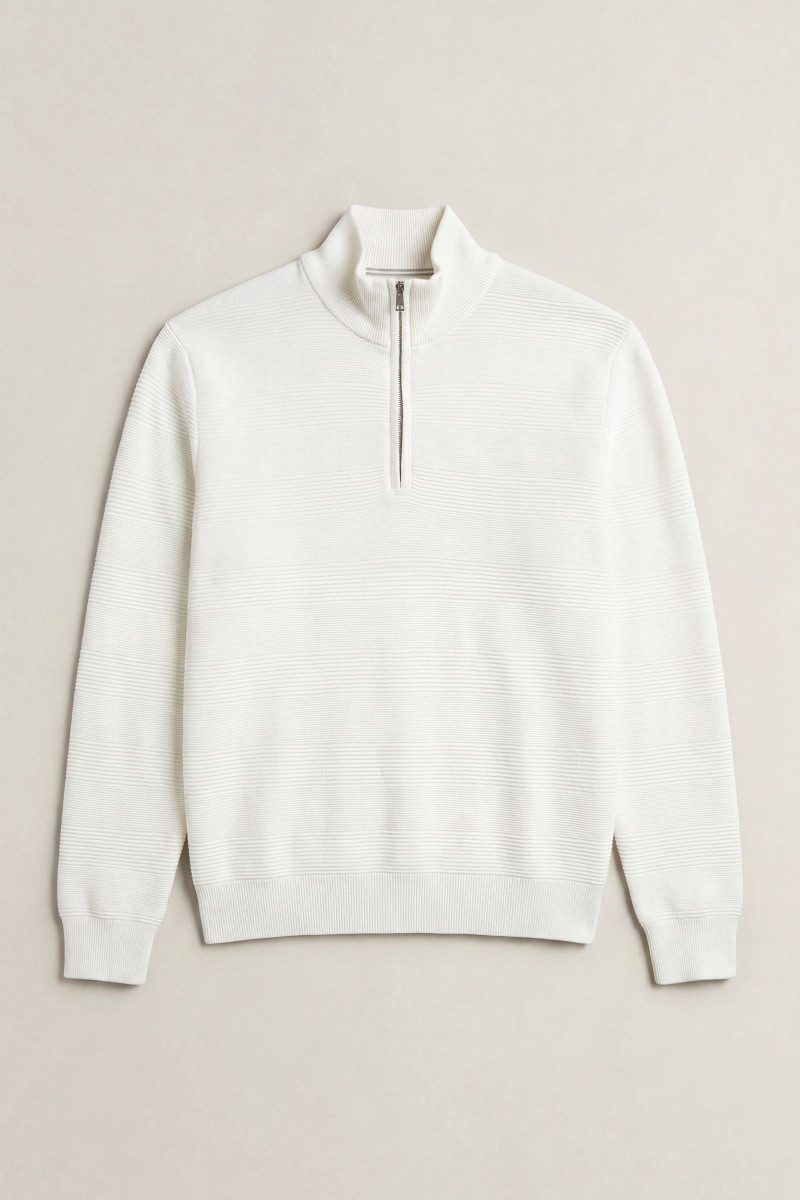 SVETER GANT COTTON TEXTURE HALF ZIP EGGSHELL