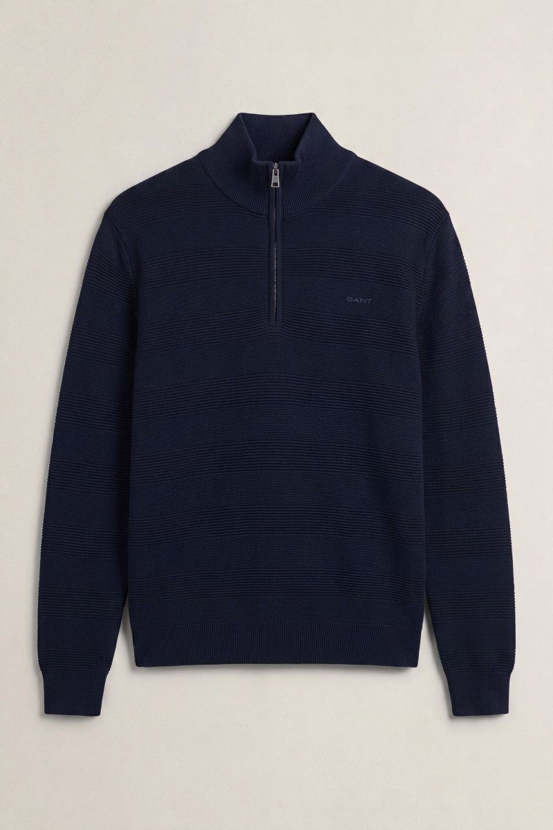 SVETER GANT COTTON TEXTURE HALF ZIP EVENING BLUE