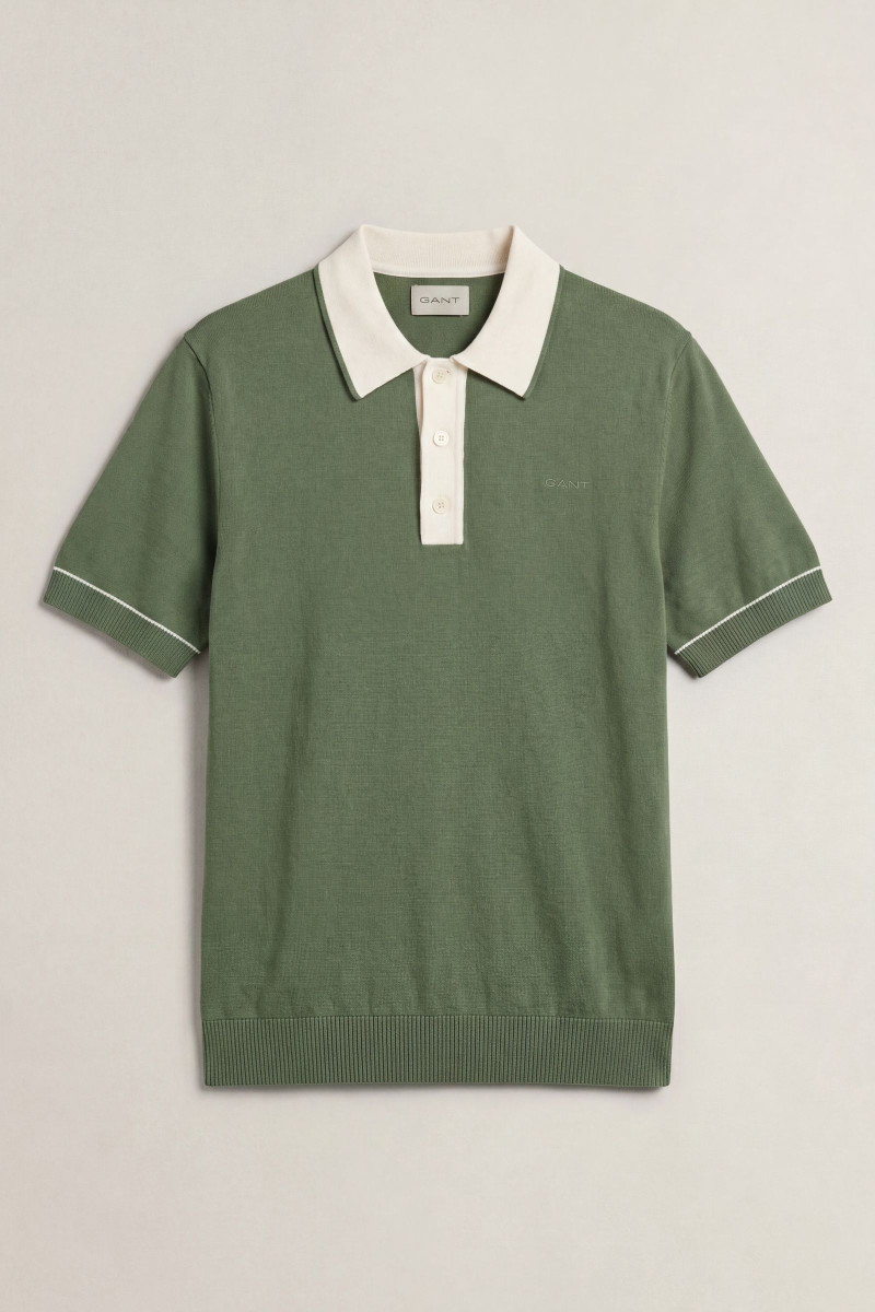 SVETER GANT COTTON MODAL POLO DRY HERB GREEN