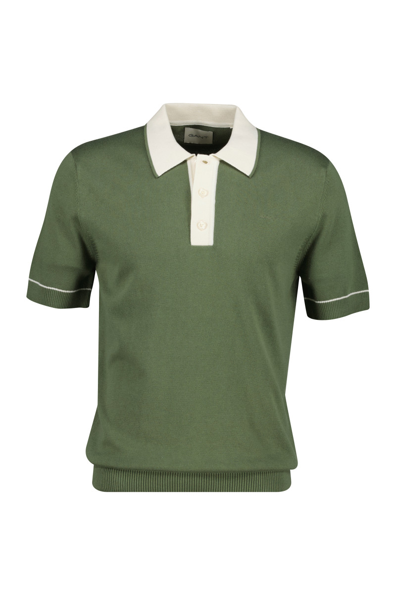 SVETR GANT COTTON MODAL POLO DRY HERB GREEN
