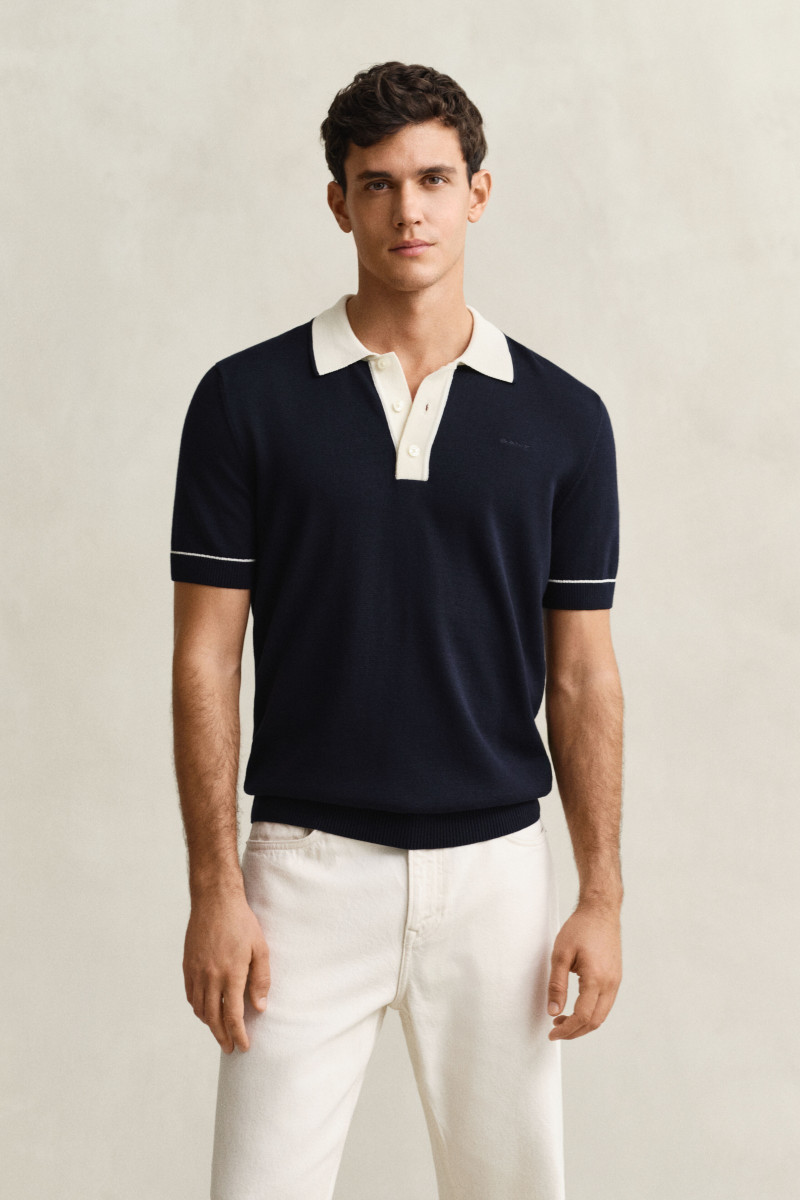 E-shop SVETR GANT COTTON MODAL POLO EVENING BLUE