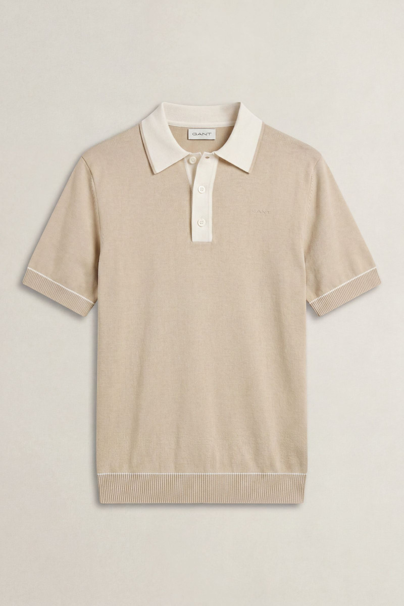 SVETER GANT COTTON MODAL POLO OAT BEIGE