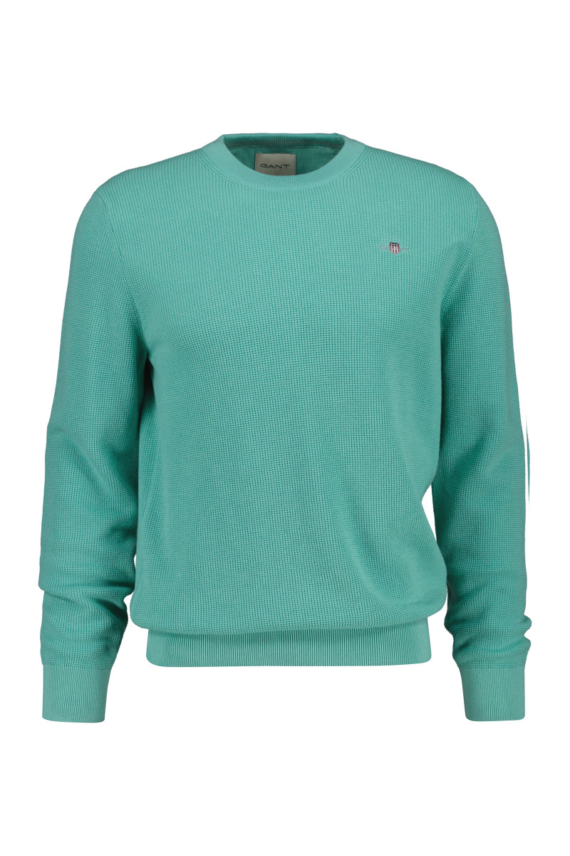 SVETR GANT MICRO TEXTURED COTTON C-NECK MUTED TURQUOISE