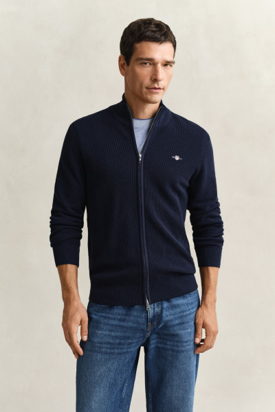 SVETER GANT MICRO TEXTURED COTTON ZIP CARDIGAN - Fotografia č. 1