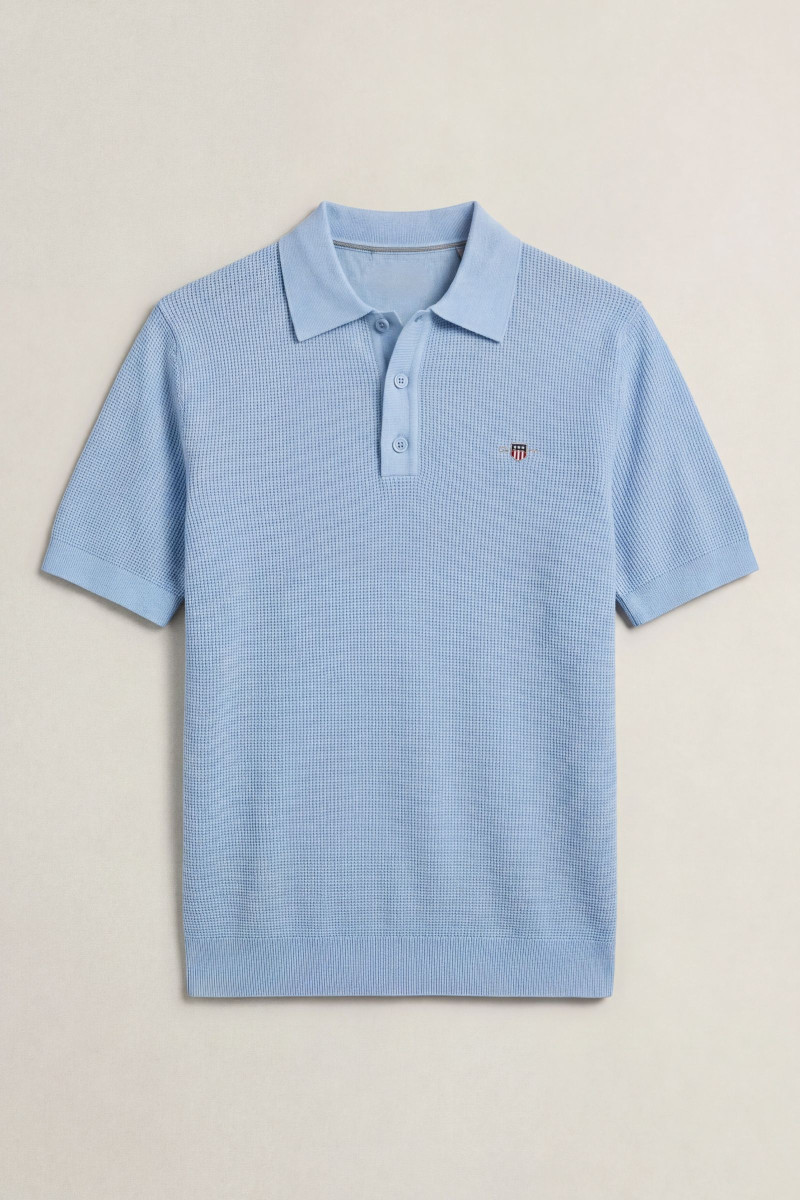 SVETER GANT MICRO TEXTURED COTTON SS POLO FRESH BLUE