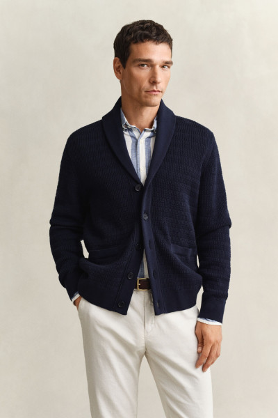 KARDIGÁN GANT MINI CABLE SHAWL COLLAR CARDIGAN - Kép 1