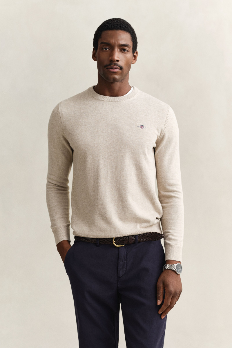 E-shop SVETR GANT CLASSIC COTTON C-NECK OAT MELANGE