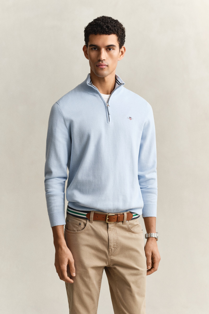 E-shop SVETR GANT CLASSIC COTTON HALF ZIP FRESH BLUE