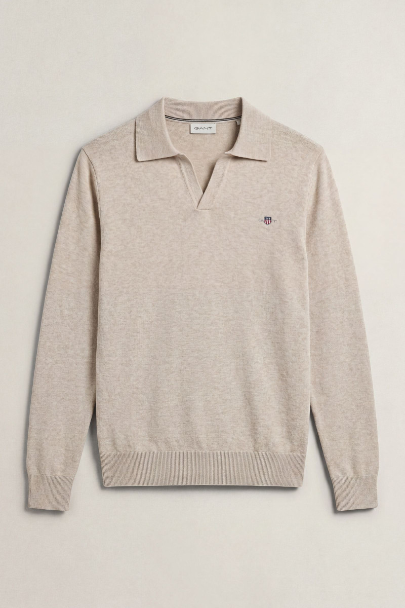 SVETER GANT CLASSIC COTTON POLO OAT MELANGE