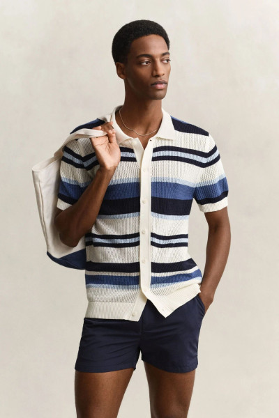 SVETER GANT STRIPED TEXTURE POLO - Fotografia č. 1