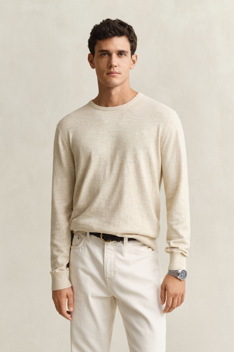 E-shop SVETR GANT SLUB COTTON LINEN C-NECK SEED MELANGE