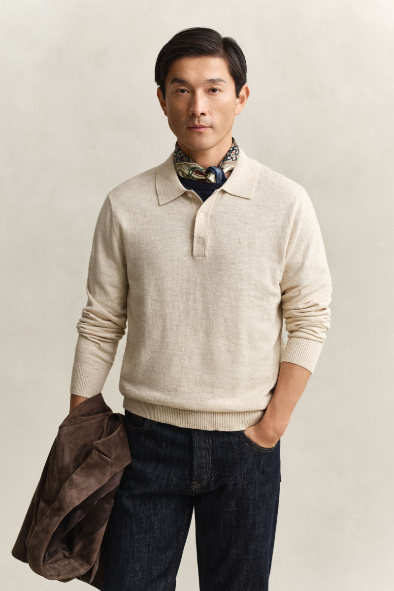 E-shop SVETR GANT SLUB COTTON LINEN POLO SEED MELANGE